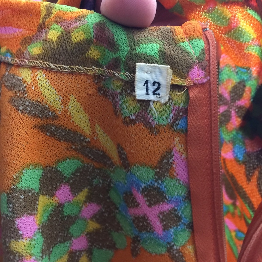 VINTAGE Francis-X Orange Psychedelic Print Dress - Picture 6 of 8